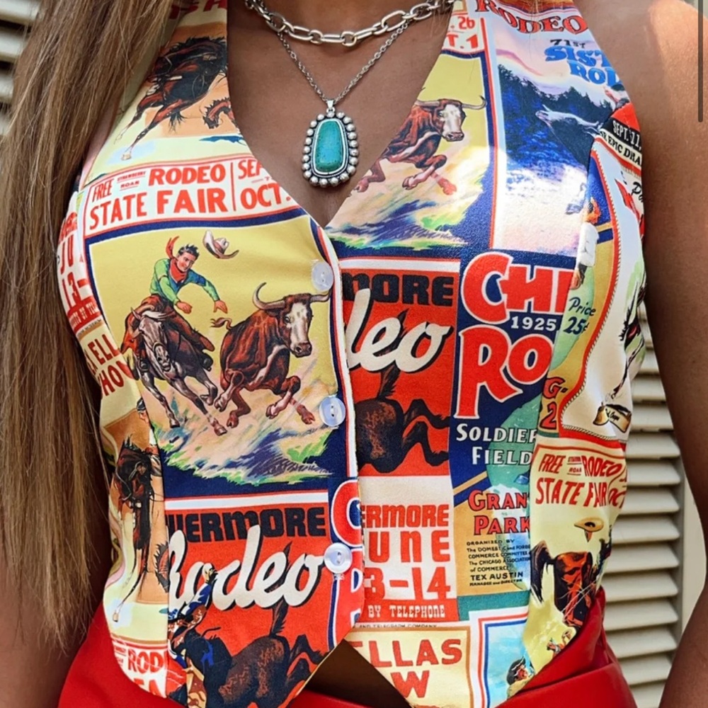 Retro Rodeo Print Women's Top